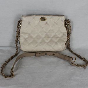 ABCD Off White Quilted Shoulder Bag with Gold Turn Lock Closure Chain Straps